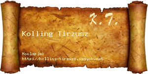 Kolling Tirzusz névjegykártya